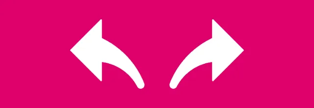 Zwei weisse Pfeile auf rosarotem Hintergrund weisen in die andere Richtung
